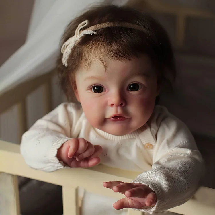  [New!]17''  Lifelike Brown Hair Reborn Toddler Girl Babies Doll Reese With Pacifier And Bottle - Reborndollsshop®-Reborndollsshop®