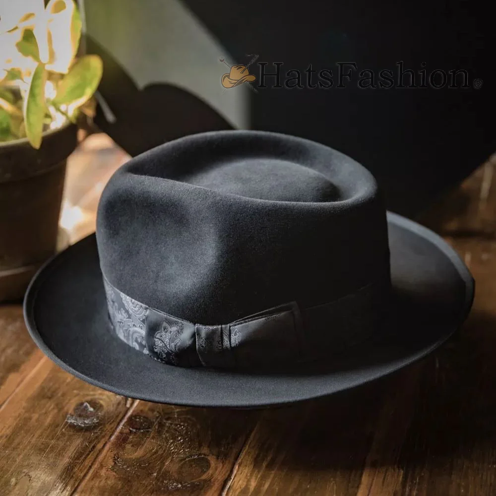 Bespoke Handmade Fedora - Special hat band-Black
