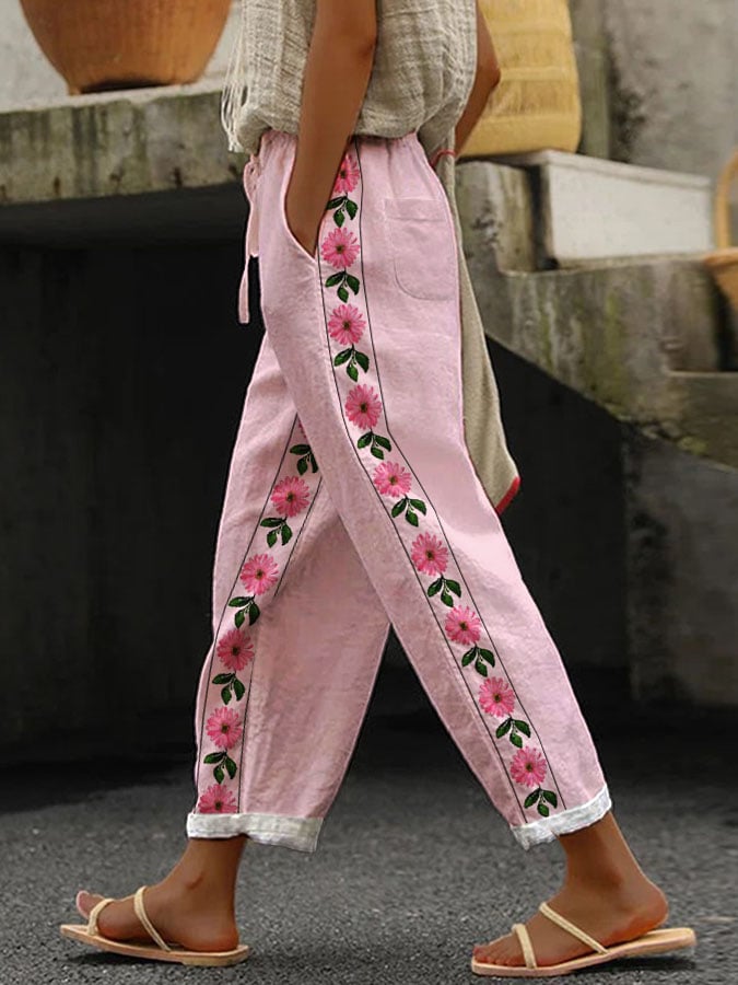 Muriel | Women's Flowers Floral Patterns Art Print Casual Pants main image 1