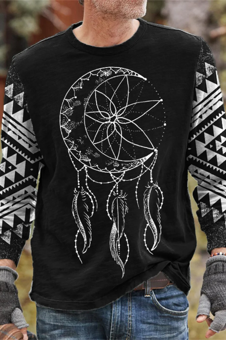 Western Tribal Totem Geometric Print Sweatshirt