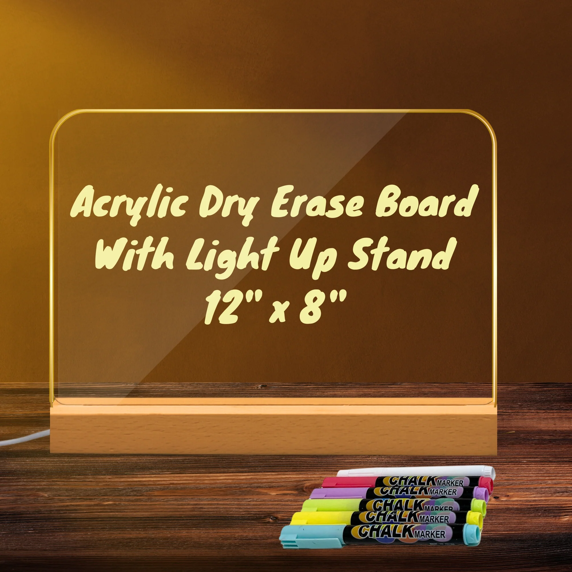 Rebecnashop Acrylic Dry Erase Board with Light up Stand
