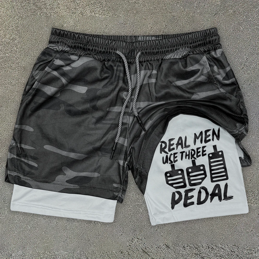 Real Men Use Three Pedal 2-in-1 Double Layer Shorts - Devcarry