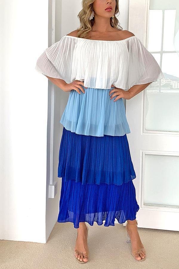 Contrast pleated cake skirt P11048