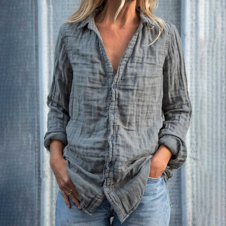 Vintage Button Cotton And Linen Comfy Shirt
