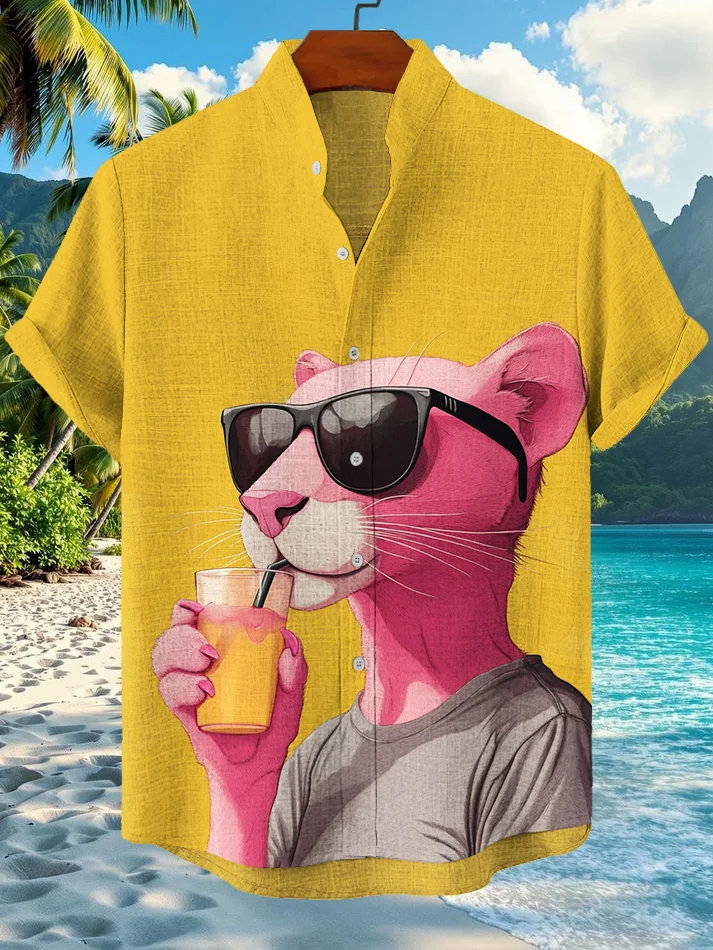 Men's Pink Panther Print Hawaii Shirt