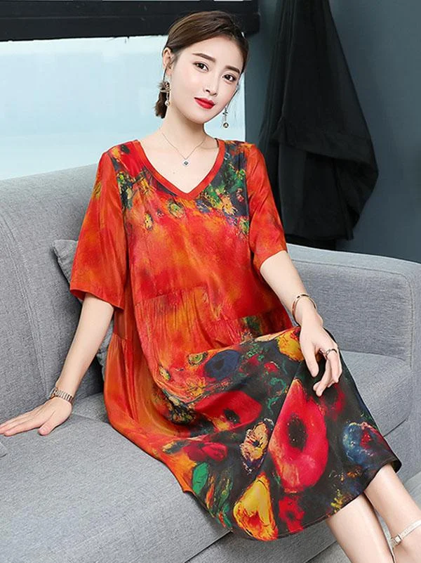 Casual Colorful Silk Long Dress