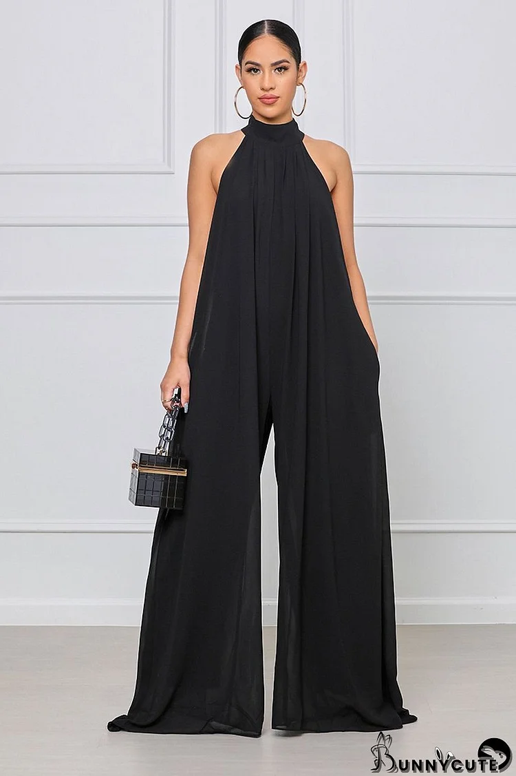 Solid Color Casual Chiffon Loose Women's Jumpsuit