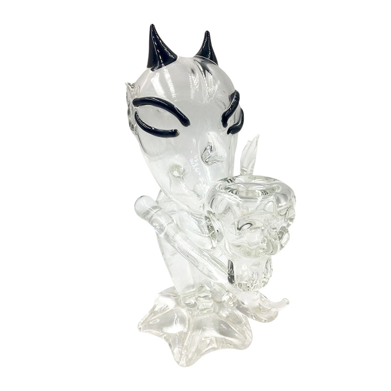 Clear Smoking Devil Glass Bubbler Hand Pipe
