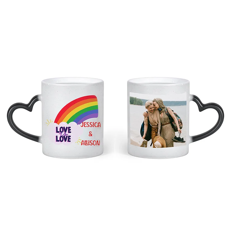 Rainbow Magic Color Change Mug with Photo Love is Love LGBT Pride Gifts