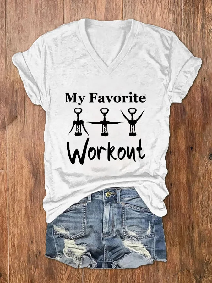 Women's My Favorite Workout Corkscrew T-Shirt socialshop