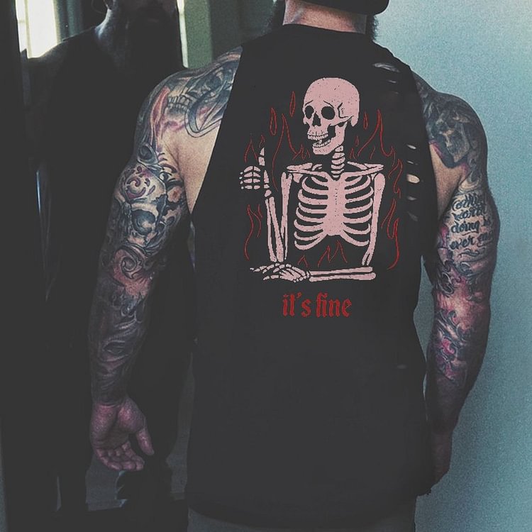 IT'S FINE Print Sleeveless Men Vest