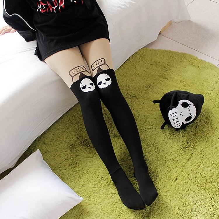 Kawaii Reaper Printing Over Knee Tights SP178752R