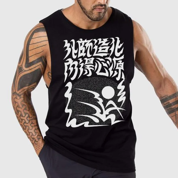 Punk Art Text Print Tank Top