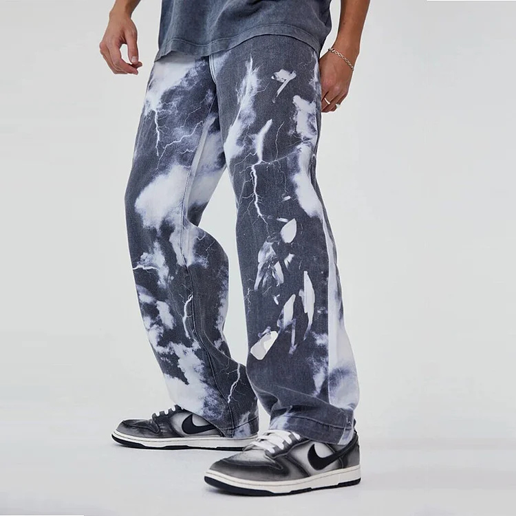 Tie Dyed high street fashion mens jeans mens denim jeans