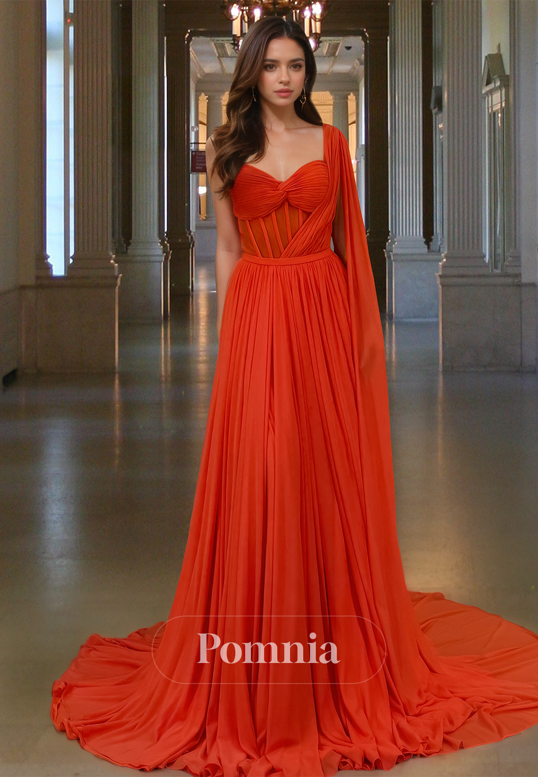 strapless open back dress Rust Red Sweetheart High Low Tiered Formal Prom Evening Dress main image 0