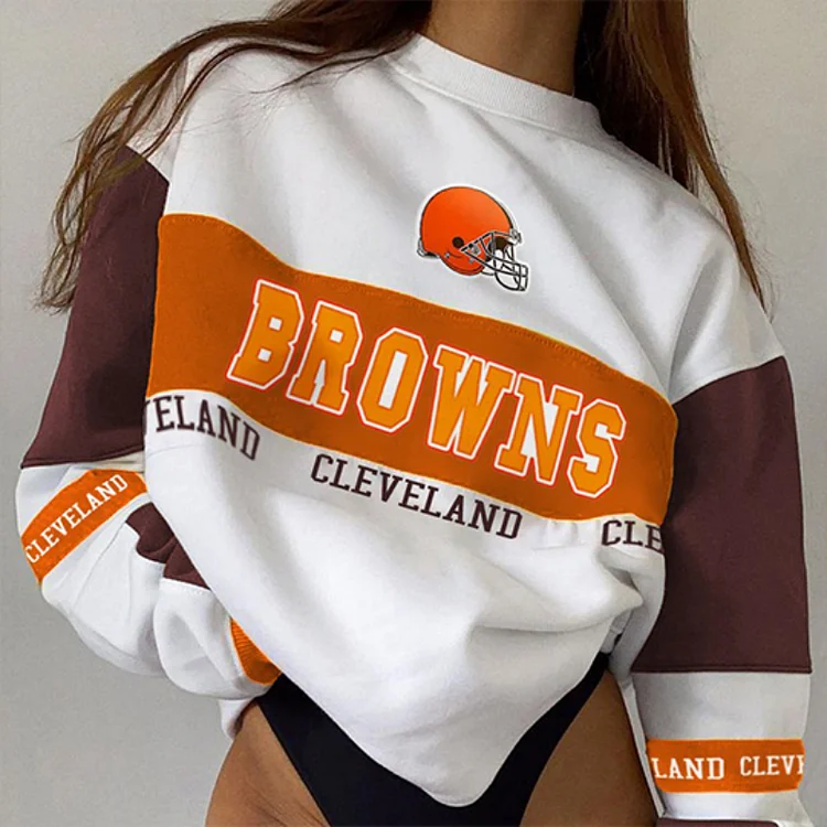 Cleveland Browns Crew Neck  Colorblock Sweatshirt