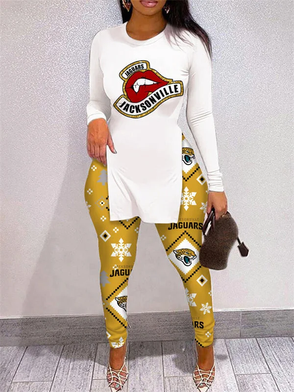 Jacksonville Jaguars
Limited Edition High Slit Shirts And Leggings Two-Piece Suits