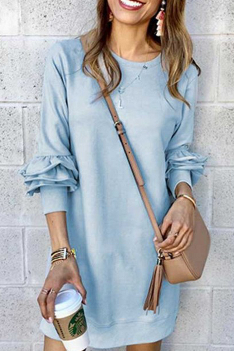 Casual Solid Patchwork O Neck Straight Dresses(3 Colors) - Life is Beautiful for You - SheChoic