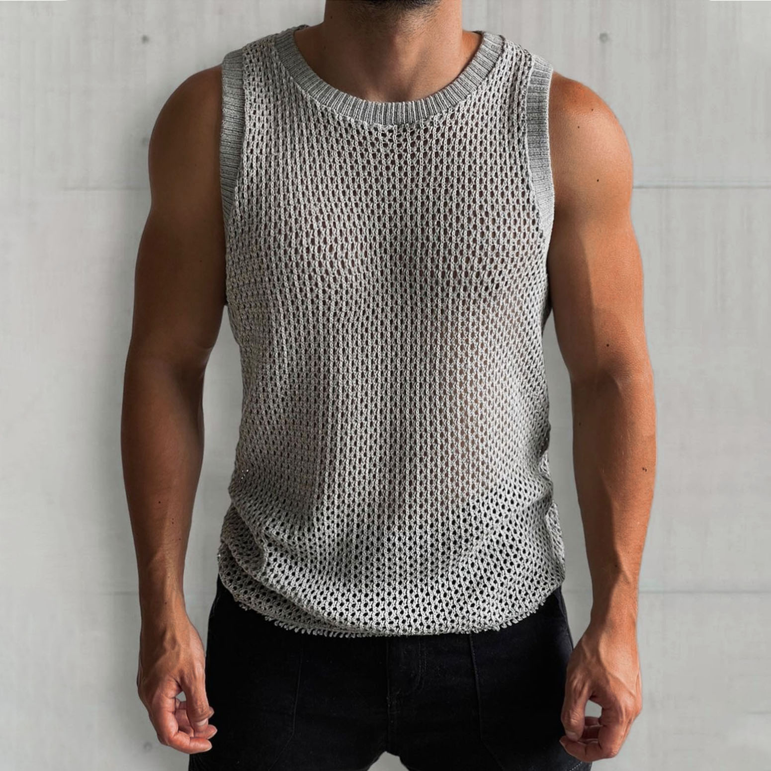 Men's Mesh Knit Summer All Season Sleeveless Tank Top / TECHWEAR CLUB / Techwear