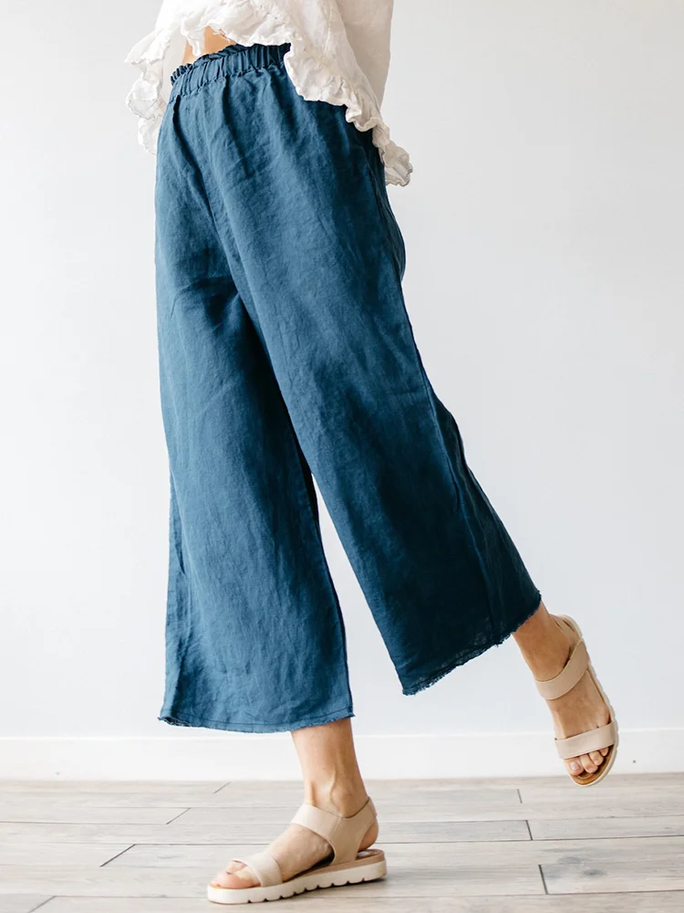 Basic Solid Color High Waist Comfy Casual Pants