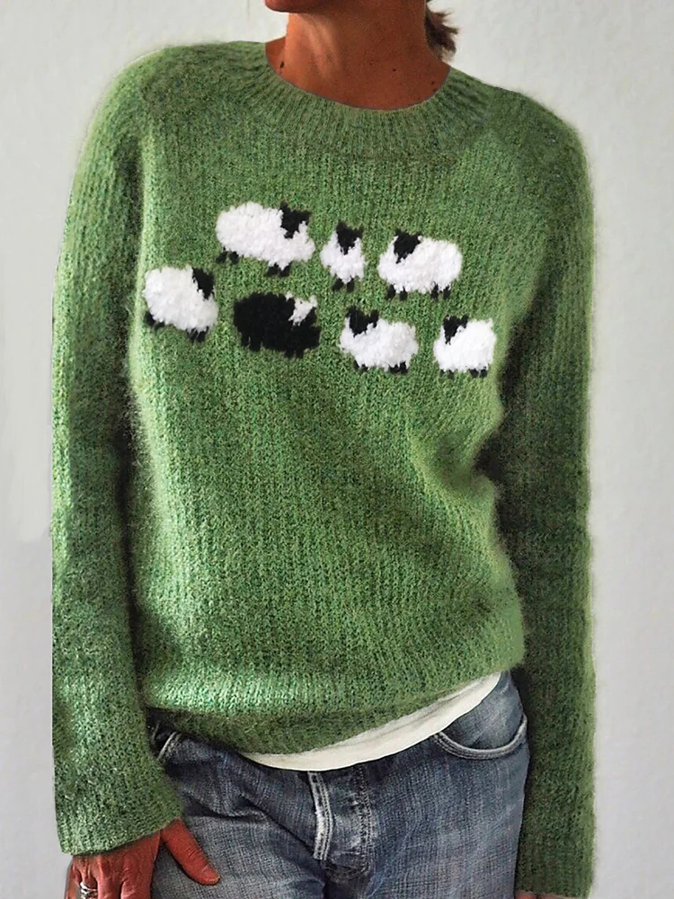 Fuzzy Sheep Fleece Knit Cozy Sweater
