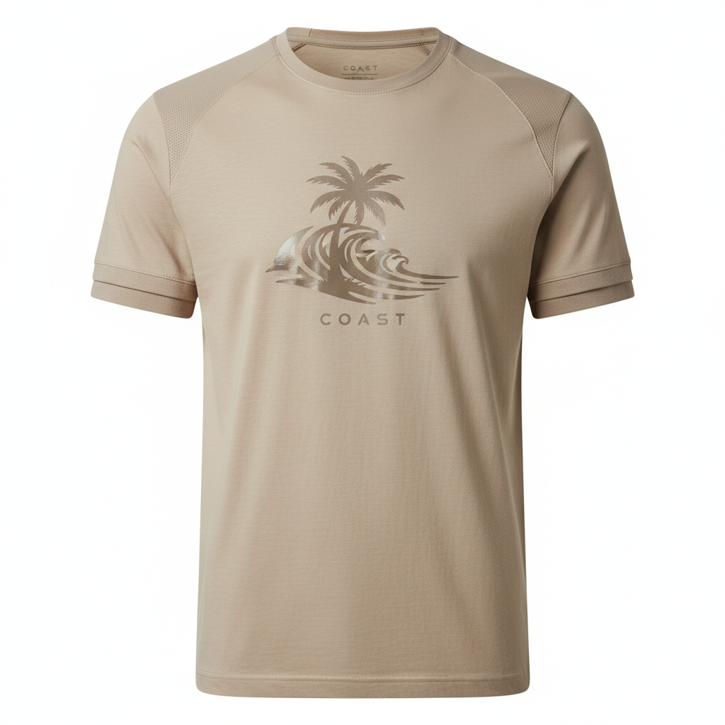 thesupersurf Coast Performance T-Shirt with Palm Tree and Wave Design