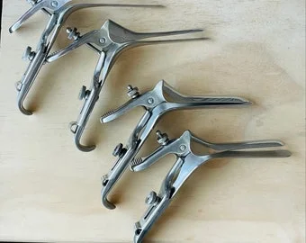 pornhint Pornhint Vintage Gynecologic Instrument: German Stainless Steel Pederson Open Sided Vaginal Speculum - Virginal and Small