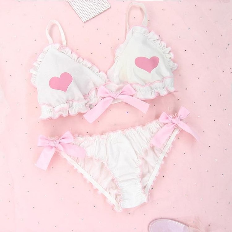 White/Red Sweet Heart Falbala Undies Set SP13651
