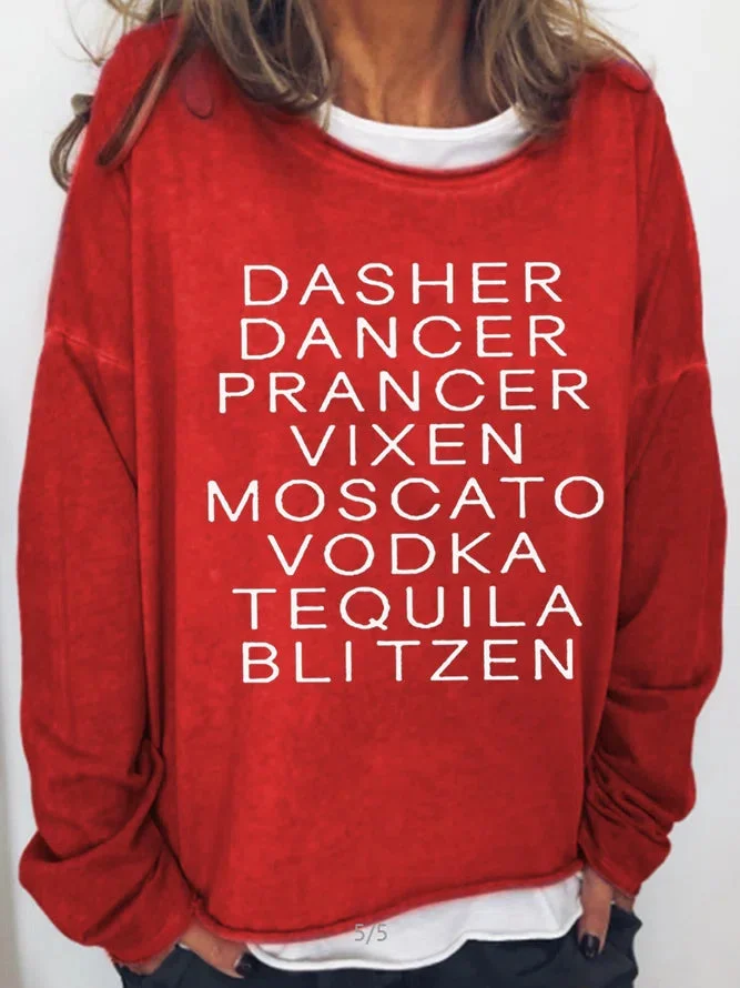 Dasher Dancer Women's Funny Drinking Christmas Casual Sweatshirts socialshop