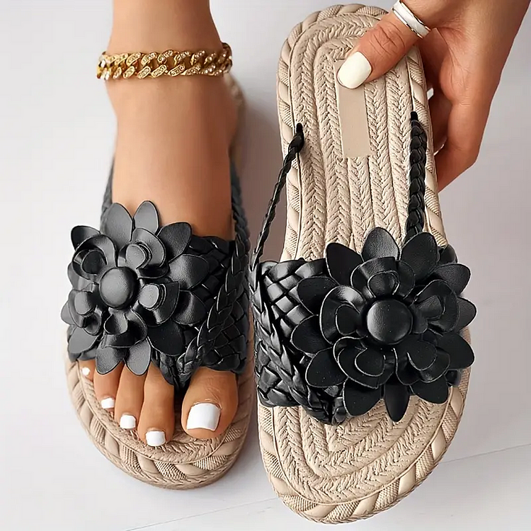 Women's Colorful Floral Decor Thong Sandals