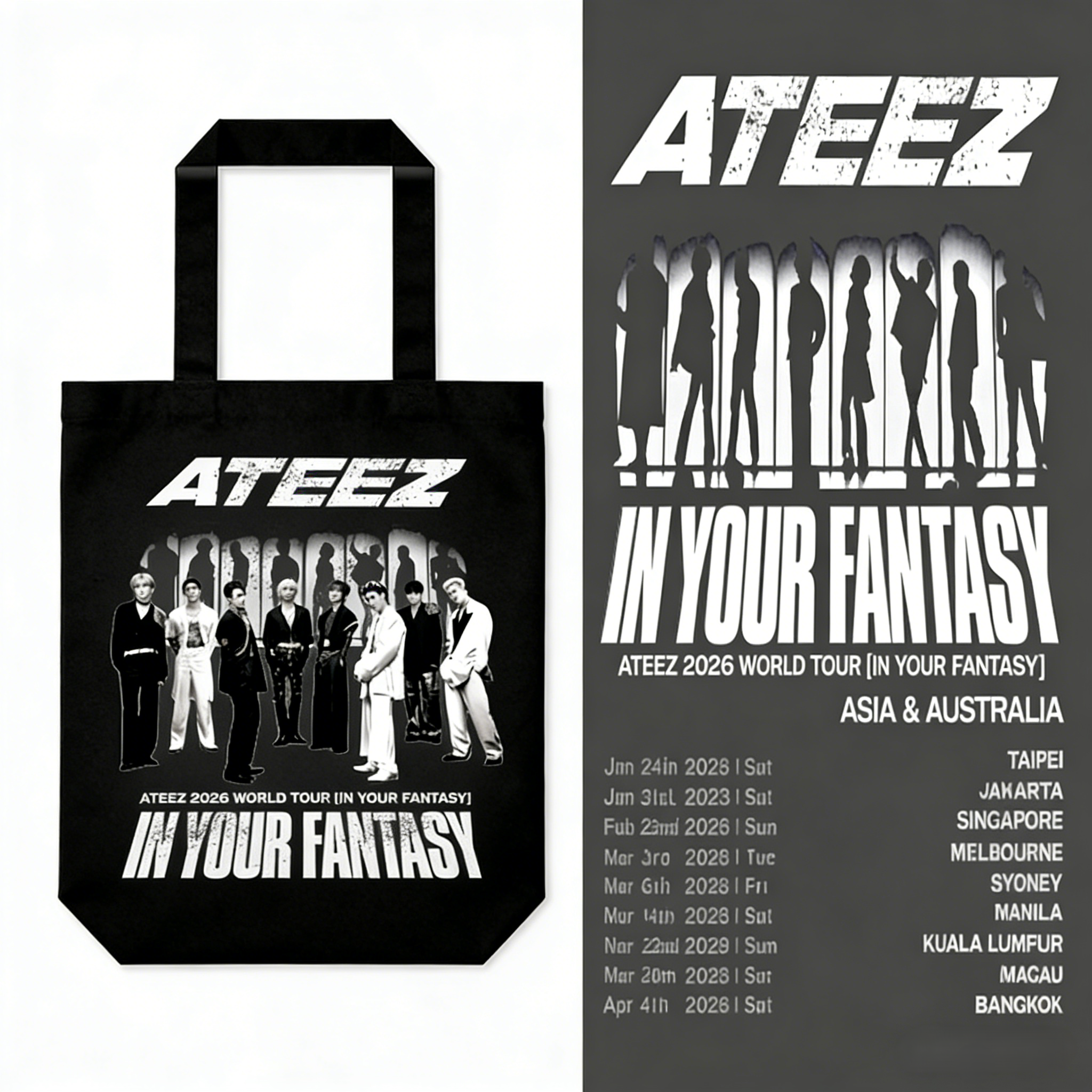 Ateez 2026 In Your Fantasy Tour Asia & Australia Tour Tote bag