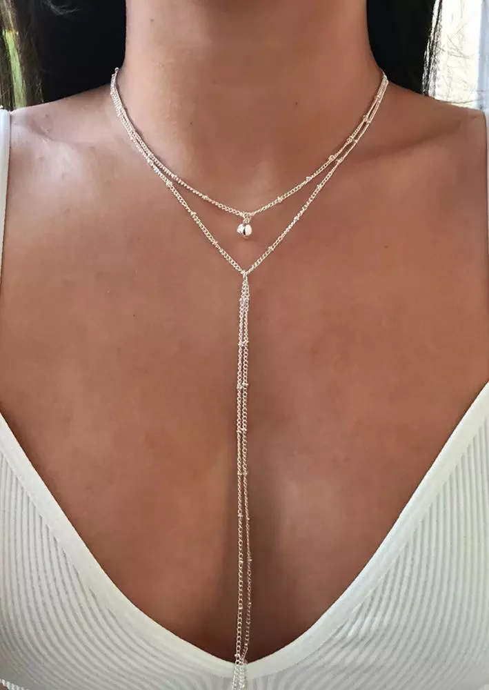 Beading Tassel Dual-Layered Chocker Necklace
