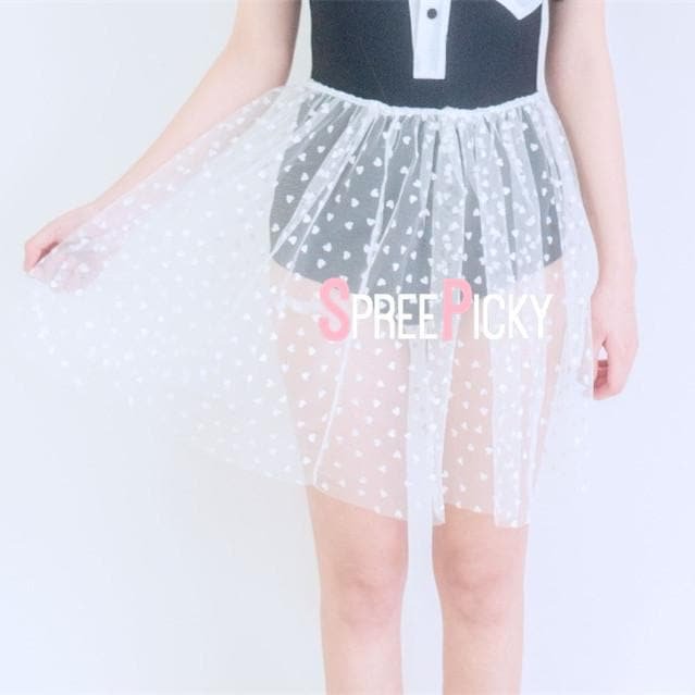 White Fairy Heart Transparent Tulle Skirt SP179931