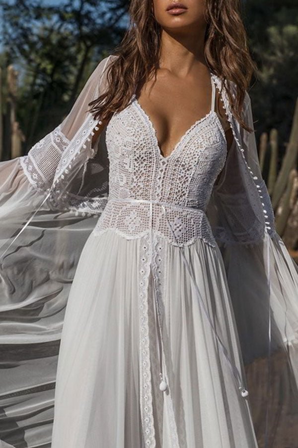 Halter Lace Panel Chiffon Two-piece Dress - Shop Trendy Women's Clothing | LoverChic