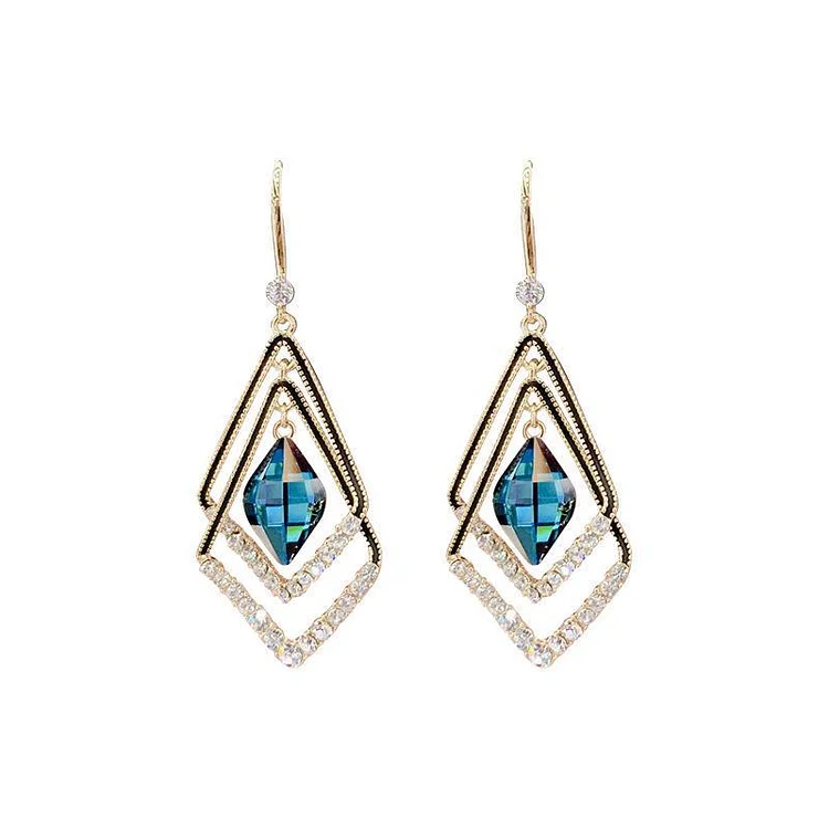 Rhombus Sapphire Earrings