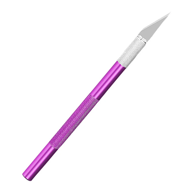 Multipurpose Canvas Cutter Handicraft Metal Knife for Rubber Stamp Tool (Purple)