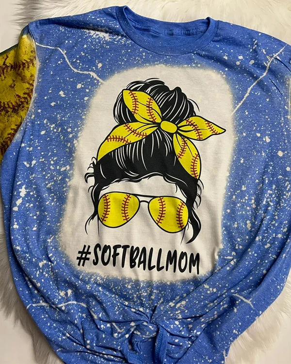Softball Mom Bleached T-Shirt
