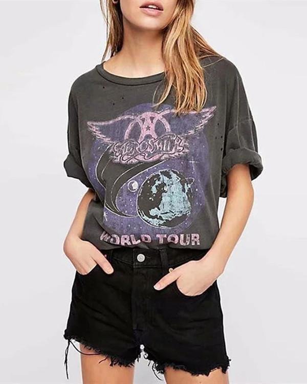 WOMEN'S FASHION PRINT SHORT-SLEEVED T-SHIRT