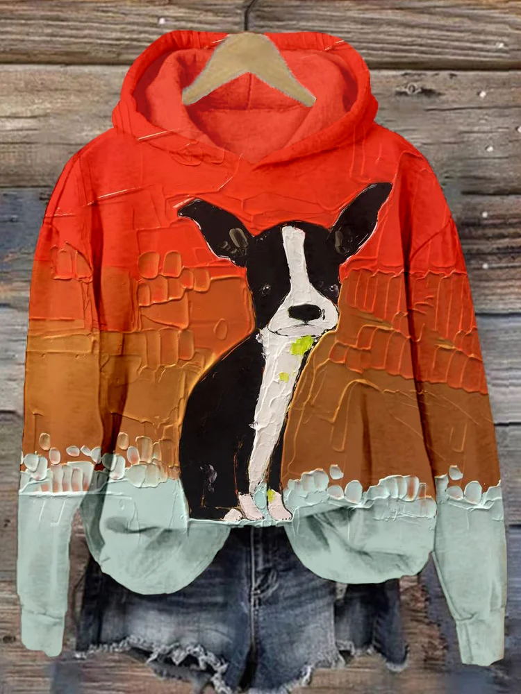French Bulldog Puppy Oil Painting Art Comfy Hoodie
