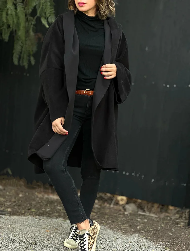 Fashion Early Autumn Hooded Woolen Coat Autumn and Winter
