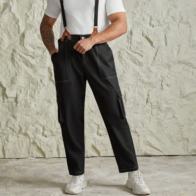 Men's Woven Casual Overalls Trousers 