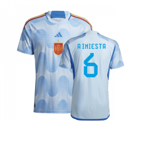 Spain Andrés Iniesta 6 Away Shirt Kit World Cup 2022
