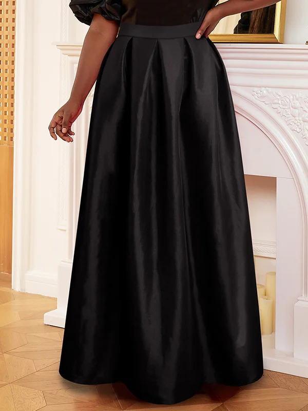 Pleated Solid Color High Waisted Loose Skirts Bottoms