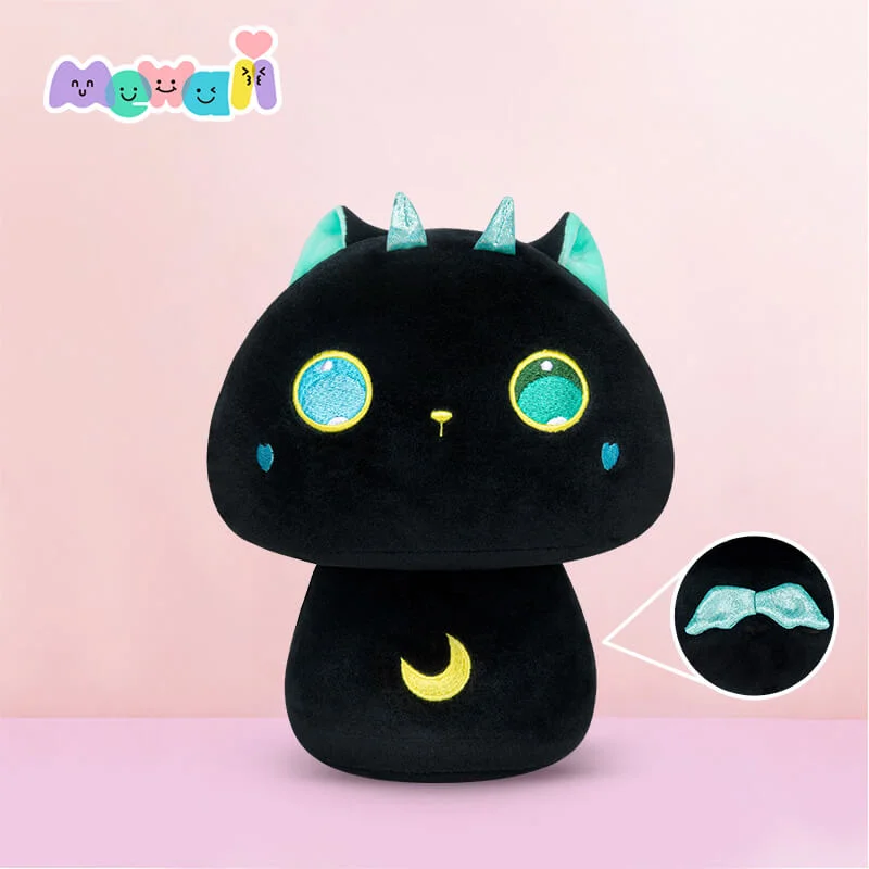 Mewaii Personalized Magic Cat Stuffed Animal Green Eye Kawaii Plush Pillow Squishy Toy Mushroom Family For Gift