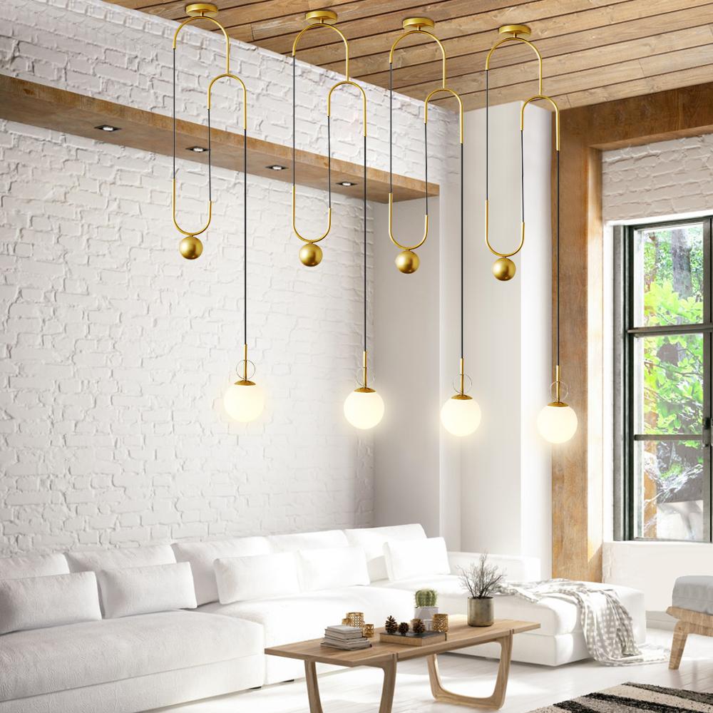 Mid-Century 1 Light Opal Globe Pendant