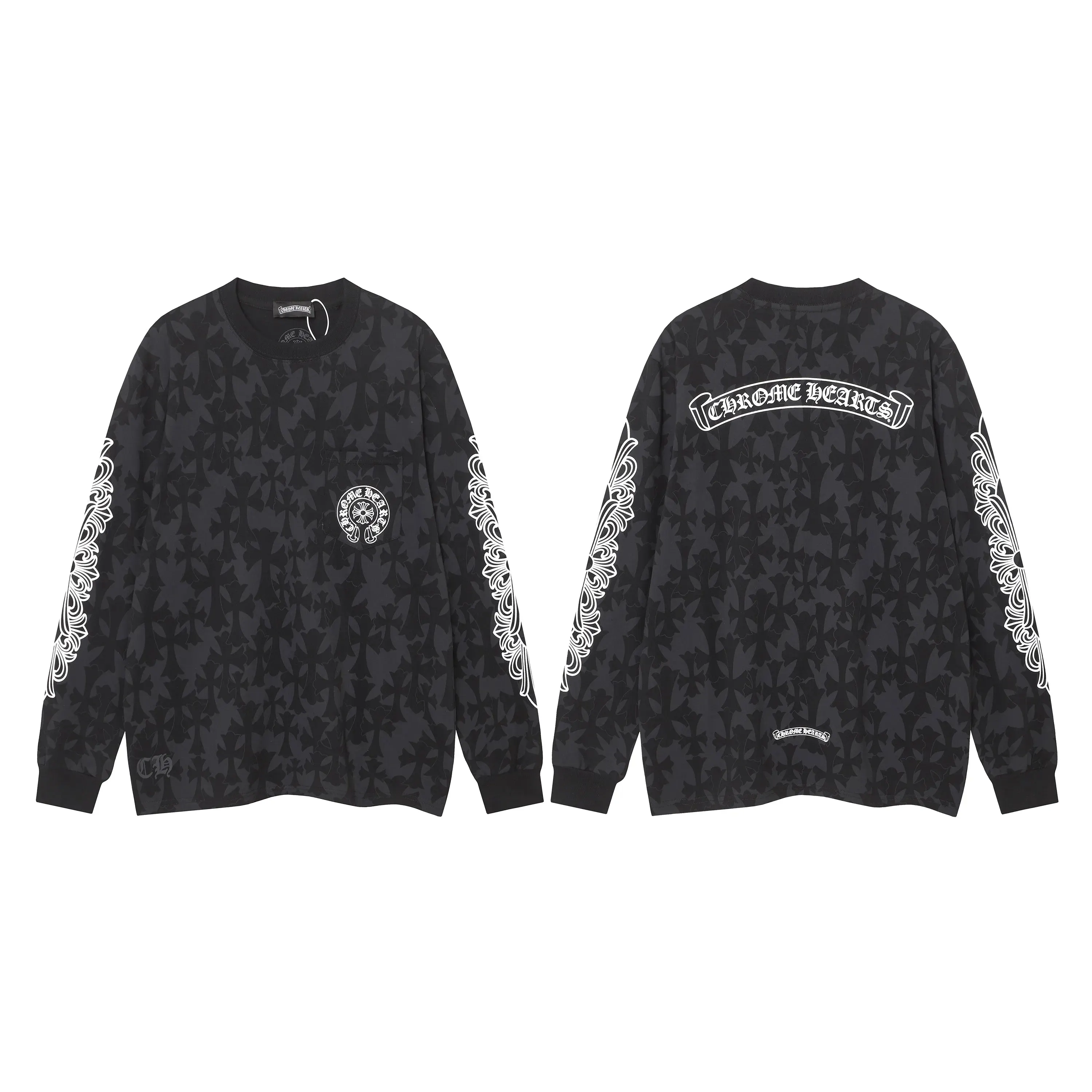 CHROME HEARTS】マルチカラー クロス ロングスリーブ ホワイト