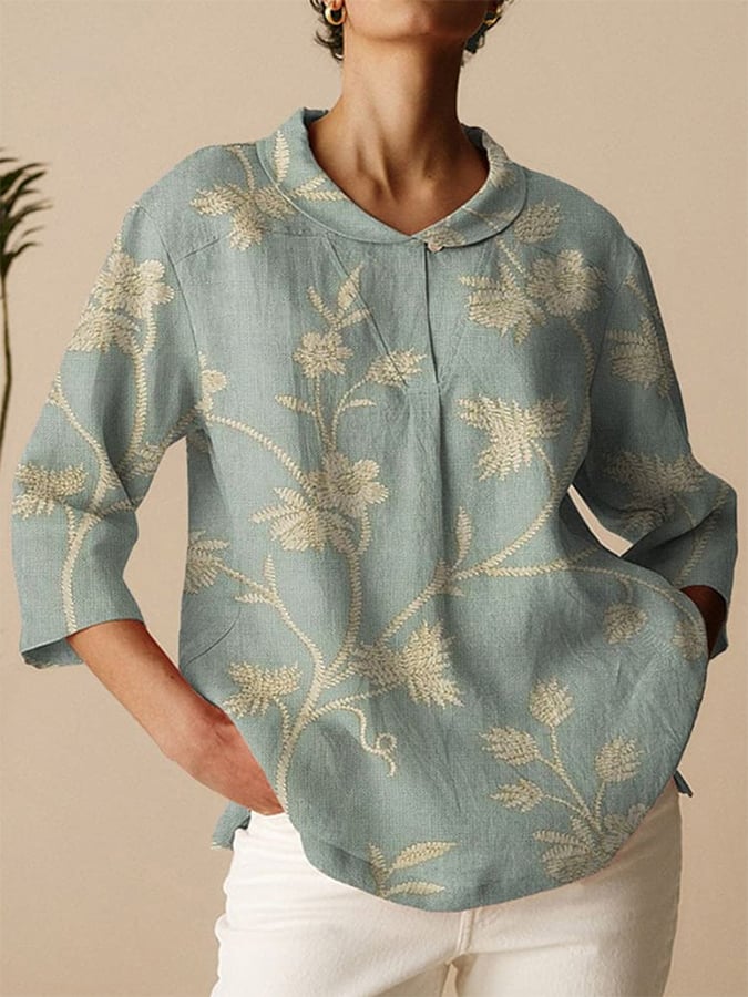 Noémie | Chemise décontractée à motif ondulé artistique pour femmes