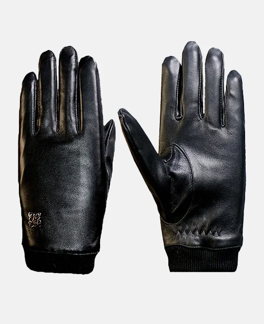 Punk Solid Sheepskin Fleece-lined Full Finger Winter Gloves Okaywear