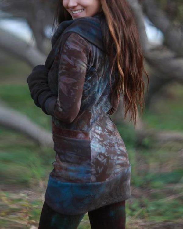 Women's Retro Dyed Hooded Slim-Fit Hoodie