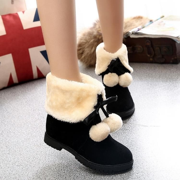 Black/Red/Yellow Sweet Fleece Warming Boots SP1710819